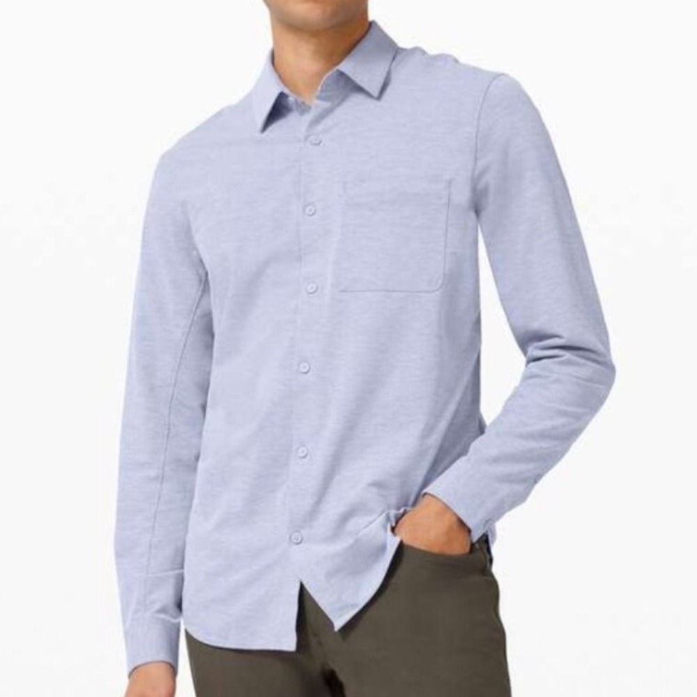 Lululemon Light Blue Button Down Long Sleeve Shirt Mens Size XL Professional Top